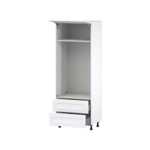 Jasmine Painted Warm White  Shaker Assembled Pantry Micro/Oven  Cabinet with 2 Drawers (30 in. W x 84.5 in. H x 24 in. D)