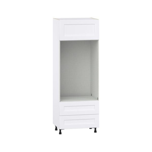 Jasmine Painted Warm White  Shaker Assembled Pantry Micro/Oven  Cabinet with 2 Drawers (30 in. W x 84.5 in. H x 24 in. D)