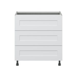 Jasmine Painted Warm White  Shaker Assembled Base Cabinet with Three 10 in. Drawers (30 in. W x 34.5 in. H x 24 in. D)