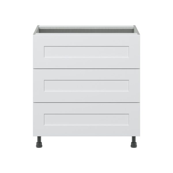 Jasmine Painted Warm White  Shaker Assembled Base Cabinet with Three 10 in. Drawers (30 in. W x 34.5 in. H x 24 in. D)