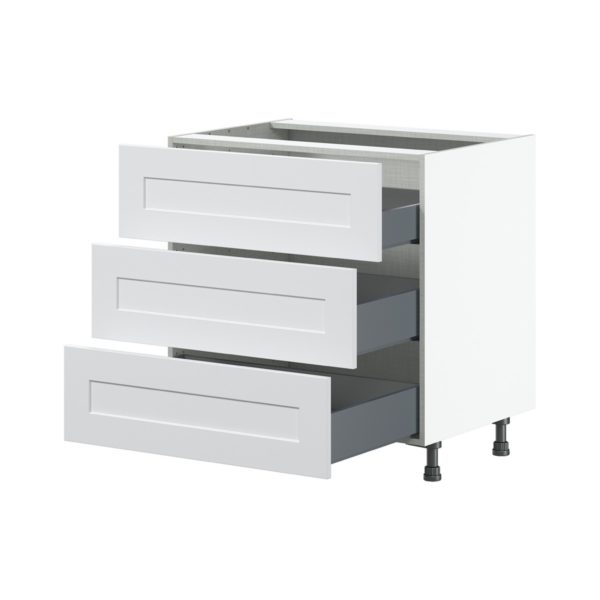 Jasmine Painted Warm White  Shaker Assembled Base Cabinet with Three 10 in. Drawers (30 in. W x 34.5 in. H x 24 in. D)