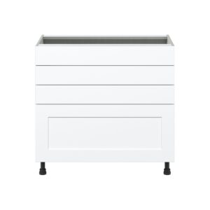 Jasmine Painted Warm White  Shaker Assembled Cooktop Base Cabinet with Drawers and False Front (36 in. W x 34.5 in. H x 24 in. D)