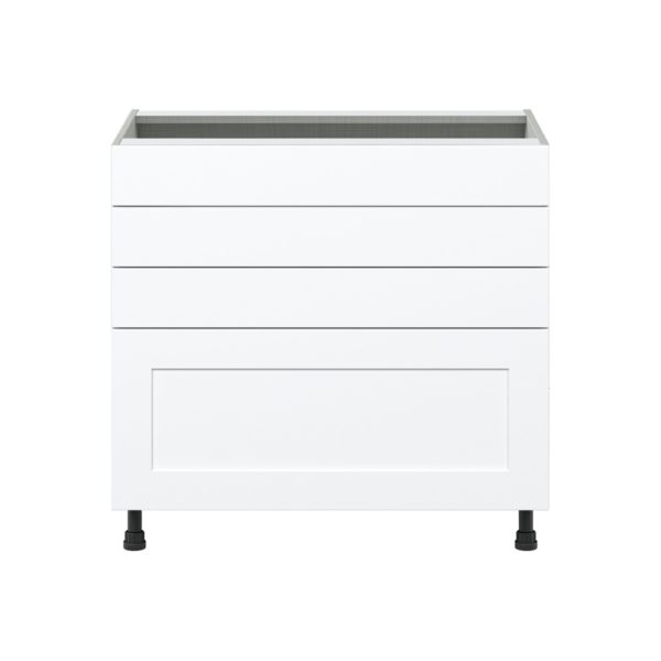 Jasmine Painted Warm White  Shaker Assembled Cooktop Base Cabinet with Drawers and False Front (36 in. W x 34.5 in. H x 24 in. D)