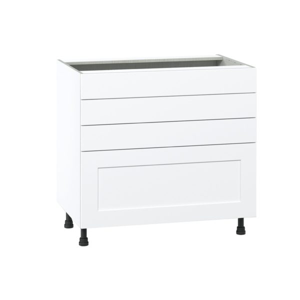 Jasmine Painted Warm White  Shaker Assembled Cooktop Base Cabinet with Drawers and False Front (36 in. W x 34.5 in. H x 24 in. D)