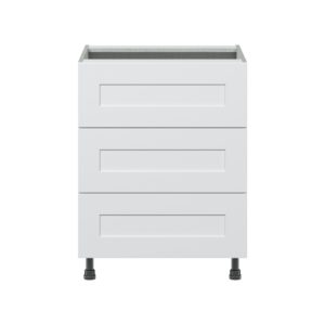 Jasmine Painted Warm White  Shaker Assembled Base Cabinet with Three 10 in. Drawers (24 in. W x 34.5 in. H x 24 in. D)