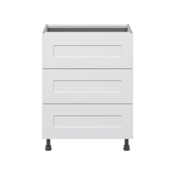 Jasmine Painted Warm White  Shaker Assembled Base Cabinet with Three 10 in. Drawers (24 in. W x 34.5 in. H x 24 in. D)