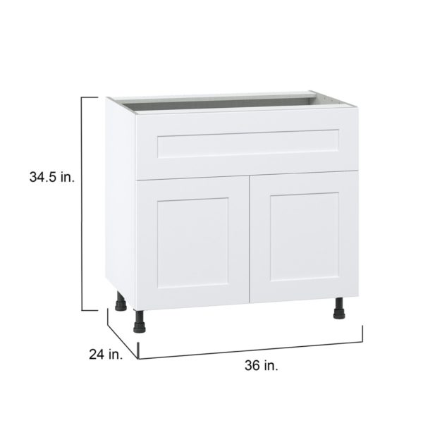 Jasmine Painted Warm White  Shaker Assembled Cooktop Base Cabinet with 2 Doors and a 10 in. Drawer (36 in. W x 34.5 in. H x 24 in. D)