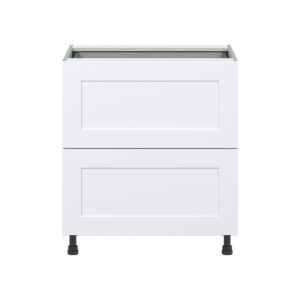 Jasmine Painted Warm White  Shaker Assembled Base Cabinet with 2 Drawers and 1 Inner Drawer (30 in. W x 34.5 in. H x 24 in. D)