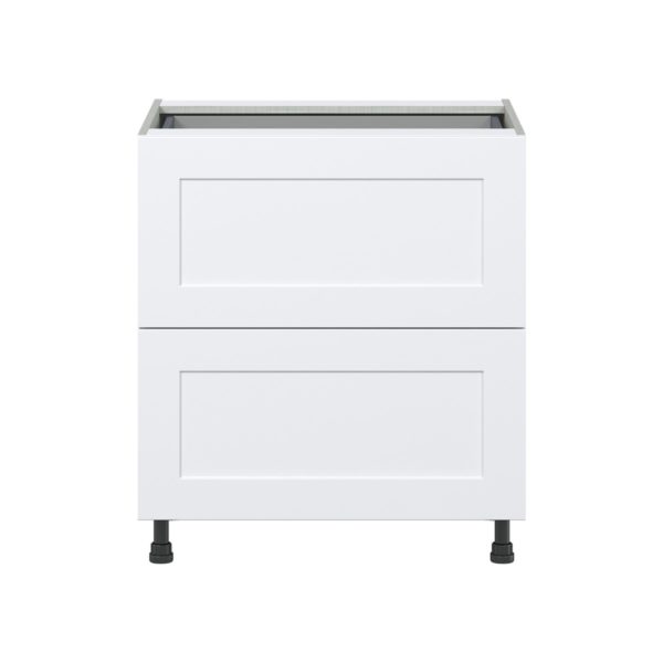 Jasmine Painted Warm White  Shaker Assembled Base Cabinet with 2 Drawers and 1 Inner Drawer (30 in. W x 34.5 in. H x 24 in. D)