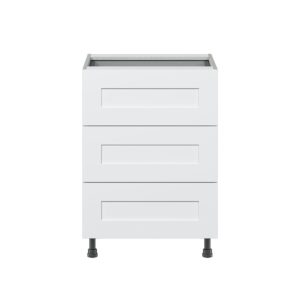 Jasmine Painted Warm White  Shaker Assembled Base Cabinet with Three 10 in. Drawers and 1 Inner Drawer (24 in. W x 34.5 in. H x 24 in. D)