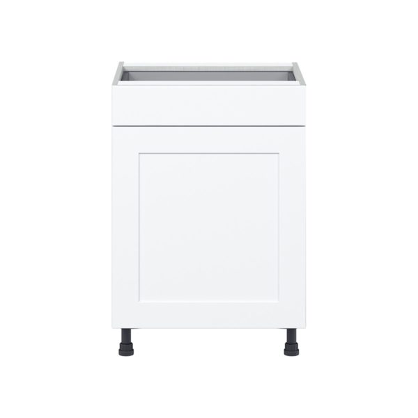 Jasmine Painted Warm White  Shaker Assembled Base Cabinet with 1  Door and 1 Drawer (24 in. W x 34.5 in. H x 24 in. D)