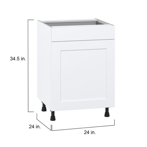 Jasmine Painted Warm White  Shaker Assembled Base Cabinet with 1  Door and 1 Drawer (24 in. W x 34.5 in. H x 24 in. D)