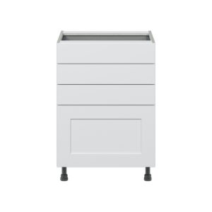 Jasmine Painted Warm White  Shaker Assembled Base Cabinet with 4 Drawers (24 in. W x 34.5 in. H x 24 in. D)