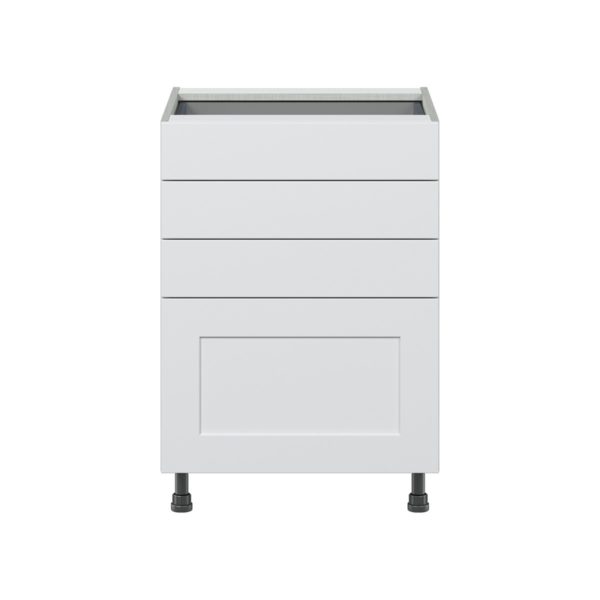 Jasmine Painted Warm White  Shaker Assembled Base Cabinet with 4 Drawers (24 in. W x 34.5 in. H x 24 in. D)