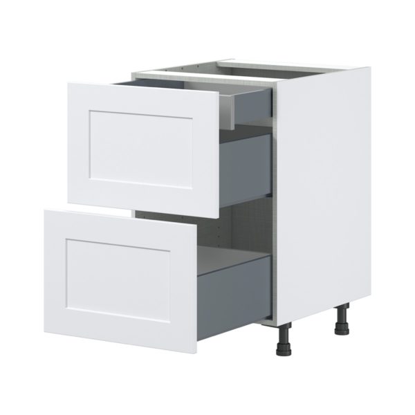 Jasmine Painted Warm White  Shaker Assembled Base Cabinet with 2 Drawers and 1 Inner Drawer (24 in. W x 34.5 in. H x 24 in. D)