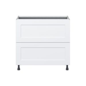 Jasmine Painted Warm White  Shaker Assembled  Cooktop Base Cabinet with 2 Drawers and a Inner Drawer (36 in. W x 34.5 in. H x 24 in. D)