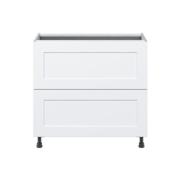 Jasmine Painted Warm White  Shaker Assembled  Cooktop Base Cabinet with 2 Drawers and a Inner Drawer (36 in. W x 34.5 in. H x 24 in. D)