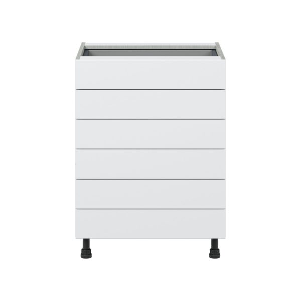 Jasmine Painted Warm White  Shaker Assembled Base Cabinet with 6 Drawers (24 in. W x 34.5 in. H x 24 in. D)