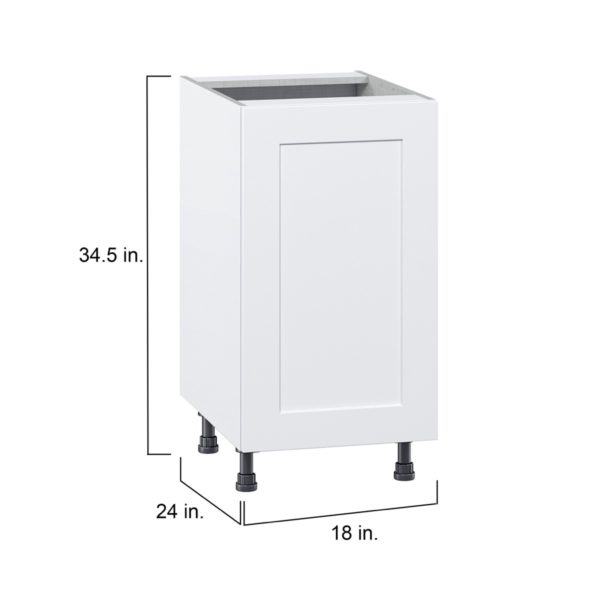 Jasmine Painted Warm White  Shaker Assembled Base Cabinet with a Full High Door (18 in. W x 34.5 in. H x 24 in. D)