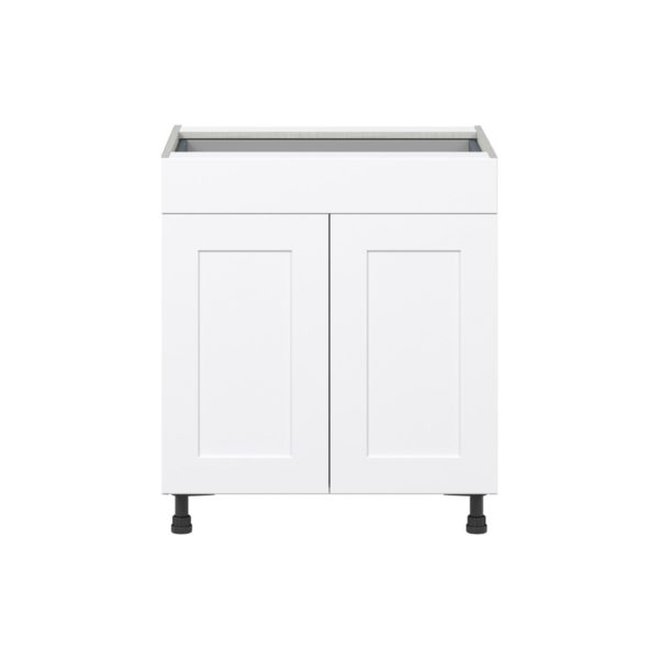 Jasmine Painted Warm White  Shaker Assembled Base Cabinet with 2  Doors and a Drawer (30 in. W x 34.5 in. H x 24 in. D)