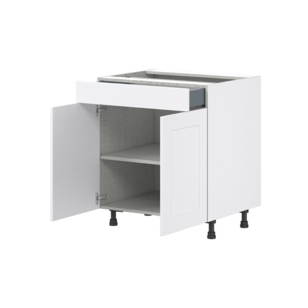 Jasmine Painted Warm White  Shaker Assembled Base Cabinet with 2  Doors and a Drawer (30 in. W x 34.5 in. H x 24 in. D)