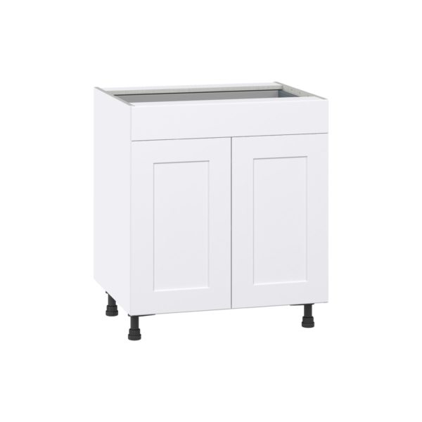 Jasmine Painted Warm White  Shaker Assembled Base Cabinet with 2  Doors and a Drawer (30 in. W x 34.5 in. H x 24 in. D)