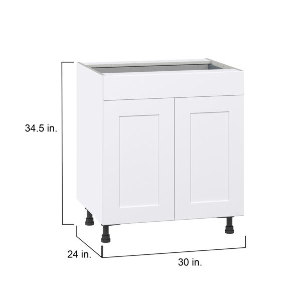 Jasmine Painted Warm White  Shaker Assembled Base Cabinet with 2  Doors and a Drawer (30 in. W x 34.5 in. H x 24 in. D)