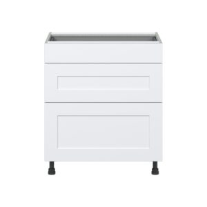 Jasmine Painted Warm White  Shaker Assembled Base Cabinet with 3 Drawers (30 in. W x 34.5 in. H x 24 in. D)