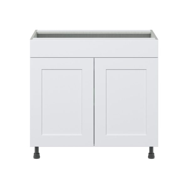 Jasmine Painted Warm White  Shaker Assembled Cooktop Base Cabinet with 2 Doors and False Front (36 in. W x 34.5 in. H x 24 in. D)