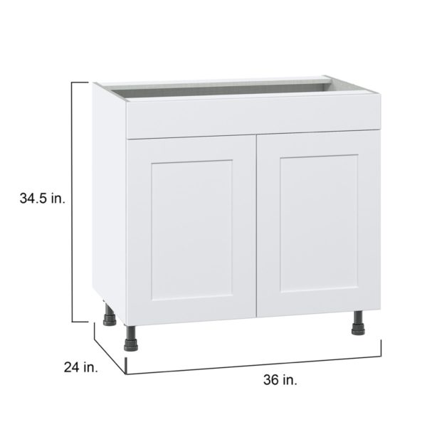 Jasmine Painted Warm White  Shaker Assembled Cooktop Base Cabinet with 2 Doors and False Front (36 in. W x 34.5 in. H x 24 in. D)