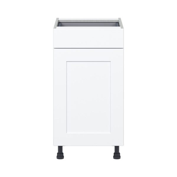 Jasmine Painted Warm White  Shaker Assembled Base Cabinet with 1 Door and 1 Drawer (18 in. W x 34.5 in. H x 24 in. D)