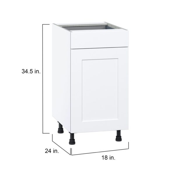 Jasmine Painted Warm White  Shaker Assembled Base Cabinet with 1 Door and 1 Drawer (18 in. W x 34.5 in. H x 24 in. D)