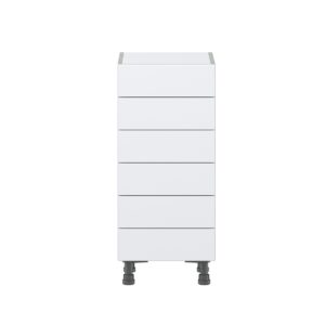 Jasmine Painted Warm White  Shaker Assembled Shallow Base Cabinet with 6 Drawers (15 in. W x 34.5 in. H x 14 in. D)