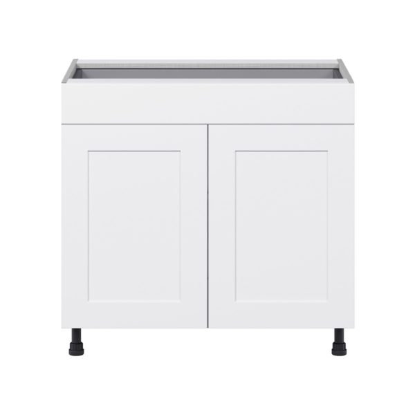 Jasmine Painted Warm White  Shaker Assembled Base Cabinet with 2  Doors and 1 Drawer (36 in. W x 34.5 in. H x 24 in. D)