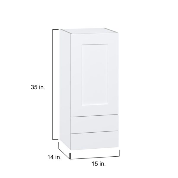 Jasmine Painted Warm White  Shaker Assembled Wall  Cabinet with a Door and Two 5 in. Drawers (15 in. W x 35 in. H x 14 in. D)