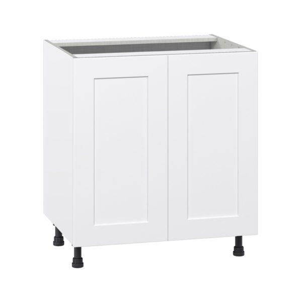 Jasmine Painted Warm White  Shaker Assembled Base Cabinet with 2 Full High Doors (36 in. W x 34.5 in. H x 24 in. D)