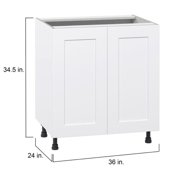 Jasmine Painted Warm White  Shaker Assembled Base Cabinet with 2 Full High Doors (36 in. W x 34.5 in. H x 24 in. D)