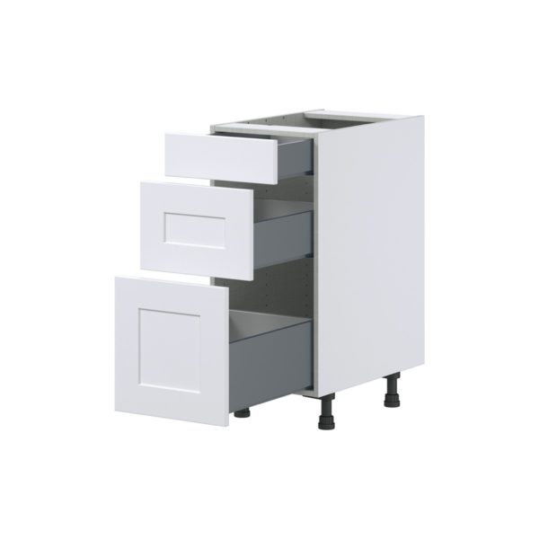 Jasmine Painted Warm White  Shaker Assembled Base Cabinet with 3 Drawers (15 in. W x 34.5 in. H x 24 in. D)