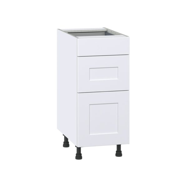 Jasmine Painted Warm White  Shaker Assembled Base Cabinet with 3 Drawers (15 in. W x 34.5 in. H x 24 in. D)