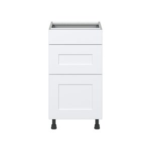 Jasmine Painted Warm White  Shaker Assembled Base Cabinet with 3 Drawers (18 in. W x 34.5 in. H x 24 in. D)