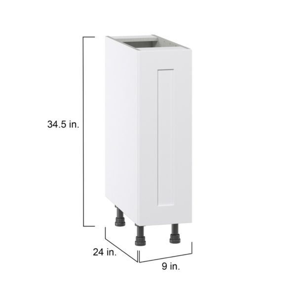 Jasmine Painted Warm White  Shaker Assembled Base Cabinet with a Full High Door (9 in. W x 34.5 in. H x 24 in. D)