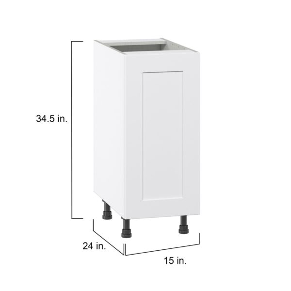 Jasmine Painted Warm White  Shaker Assembled Base Cabinet with a Full High Door and 3 Inner Drawers (15 in. W x 34.5 in. H x 24 in. D)