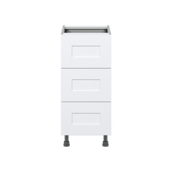 Jasmine Painted Warm White  Shaker Assembled Base Cabinet with Three 10 in. Drawers and 1 Inner Drawer (15 in. W x 34.5 in. H x 24 in. D)