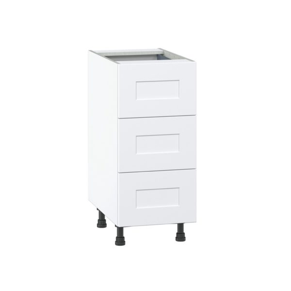 Jasmine Painted Warm White  Shaker Assembled Base Cabinet with Three 10 in. Drawers and 1 Inner Drawer (15 in. W x 34.5 in. H x 24 in. D)