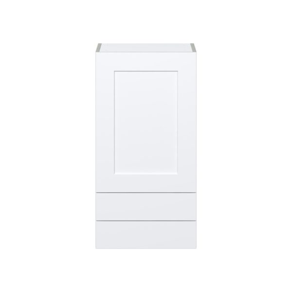 Jasmine Painted Warm White  Shaker Assembled Wall  Cabinet with a Door and Two 5 in. Drawers (18 in. W x 35 in. H x 14 in. D)