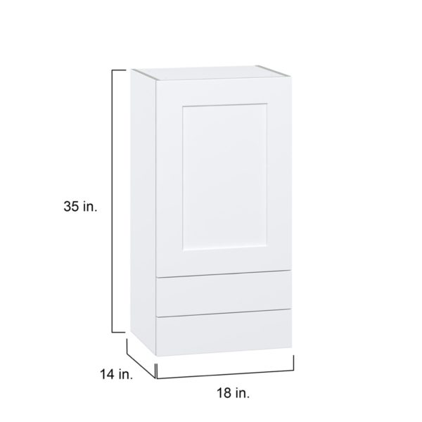 Jasmine Painted Warm White  Shaker Assembled Wall  Cabinet with a Door and Two 5 in. Drawers (18 in. W x 35 in. H x 14 in. D)