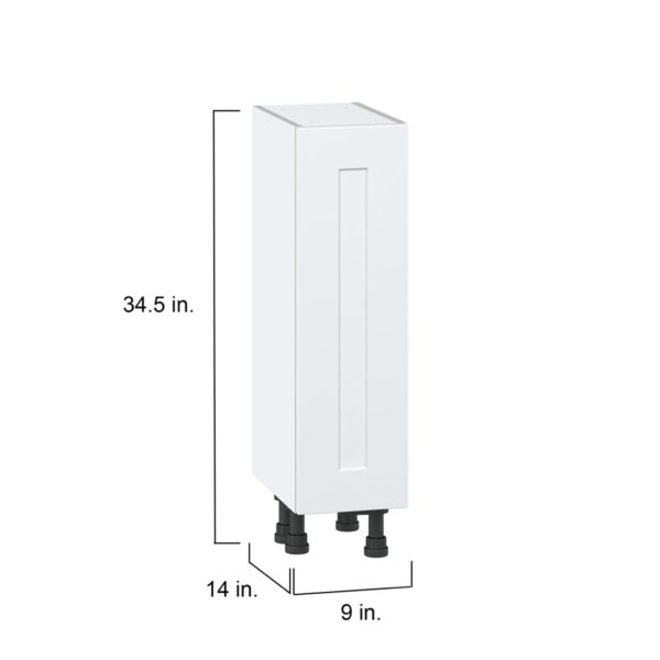 Jasmine Painted Warm White  Shaker Assembled Shallow Base Cabinet with a Full High Door (9 in. W x 34.5 in. H x 14 in. D)