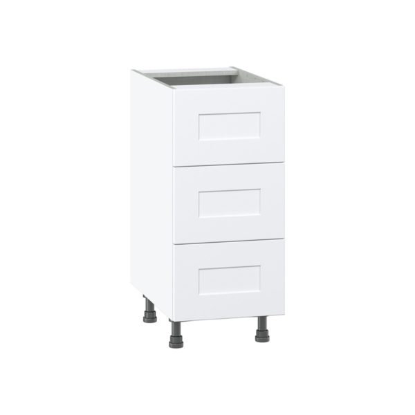 Jasmine Painted Warm White  Shaker Assembled Base Cabinet with Three 10 in. Drawers (15 in. W x 34.5 in. H x 24 in. D)