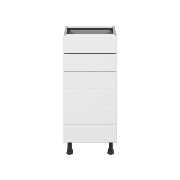 Jasmine Painted Warm White  Shaker Assembled Base Cabinet with 6 Drawers (15 in. W x 34.5 in. H x 24 in. D)