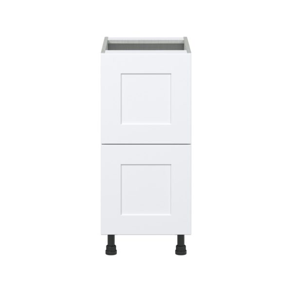 Jasmine Painted Warm White  Shaker Assembled Base Cabinet with 2 Drawers (15 in. W x 34.5 in. H x 24 in. D)